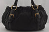 Authentic PRADA Nappa Gaufre 2Way Hand Tote Bag Leather Nylon Black 0571J