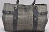 Authentic Salvatore Ferragamo Logo Pattern Canvas Leather Tote Bag Gray 0573J