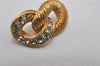 Authentic Christian Dior Vintage Earrings Rhinestone Gold Tone CD 0573K