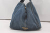 Authentic PRADA Canapa L Canvas Tote Hand Bag Denim Blue 0574J