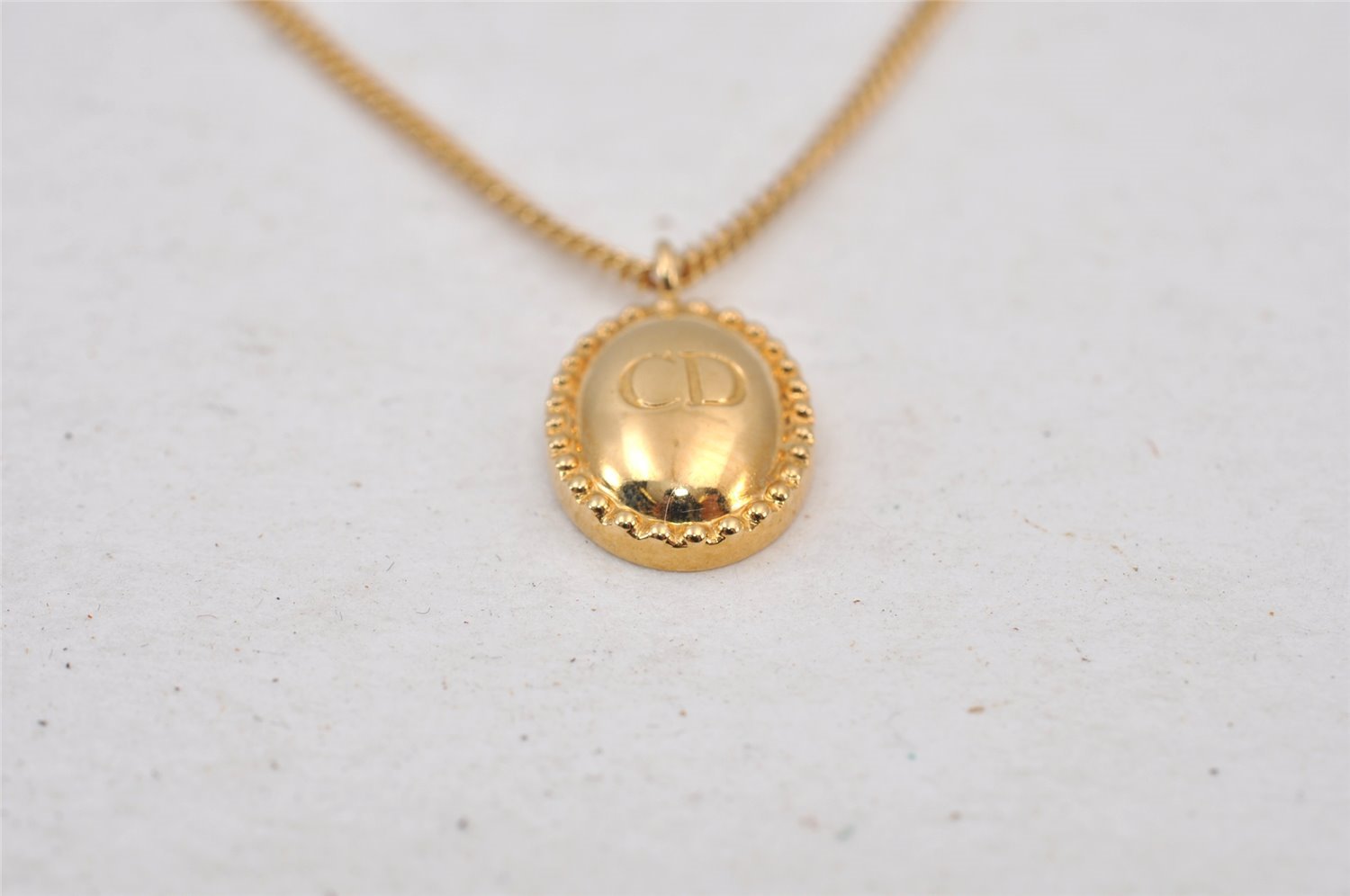 Authentic Christian Dior Vintage Logo Motif Tie Chain Pin Gold Tone CD 0574K