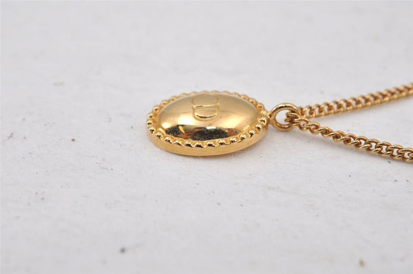 Authentic Christian Dior Vintage Logo Motif Tie Chain Pin Gold Tone CD 0574K