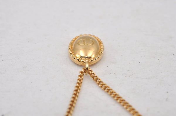 Authentic Christian Dior Vintage Logo Motif Tie Chain Pin Gold Tone CD 0574K