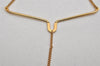 Authentic Christian Dior Vintage Logo Motif Tie Chain Pin Gold Tone CD 0574K
