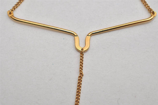 Authentic Christian Dior Vintage Logo Motif Tie Chain Pin Gold Tone CD 0574K