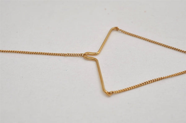 Authentic Christian Dior Vintage Logo Motif Tie Chain Pin Gold Tone CD 0574K