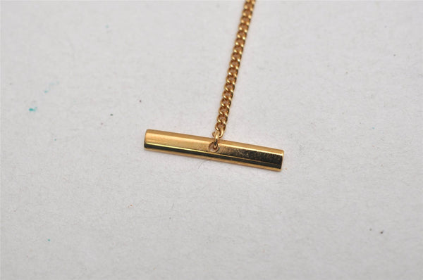 Authentic Christian Dior Vintage Logo Motif Tie Chain Pin Gold Tone CD 0574K
