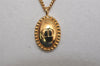 Authentic Christian Dior Vintage Logo Motif Tie Chain Pin Gold Tone CD 0574K