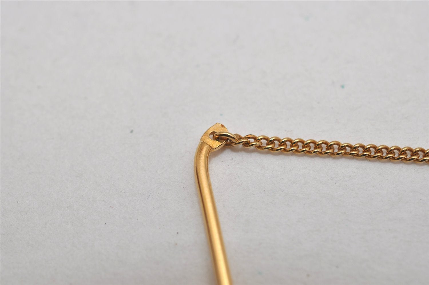 Authentic Christian Dior Vintage Logo Motif Tie Chain Pin Gold Tone CD 0574K