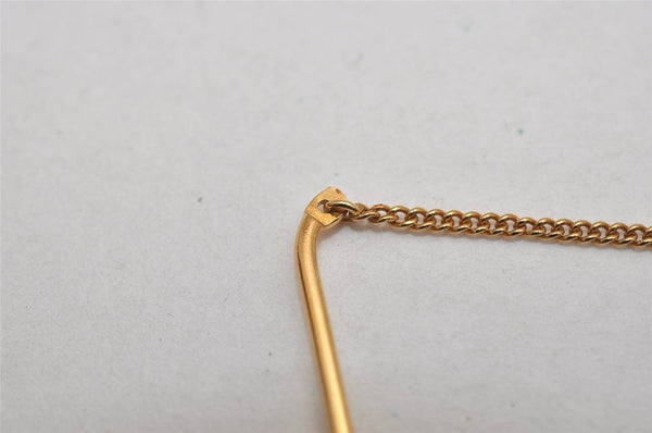 Authentic Christian Dior Vintage Logo Motif Tie Chain Pin Gold Tone CD 0574K