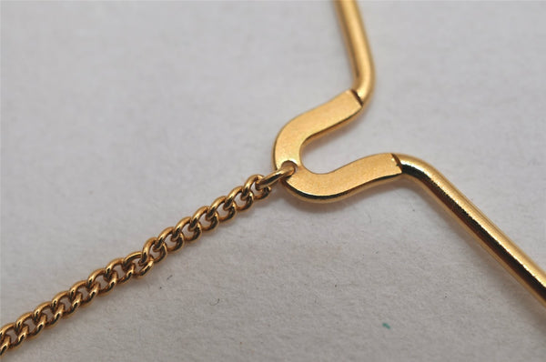 Authentic Christian Dior Vintage Logo Motif Tie Chain Pin Gold Tone CD 0574K