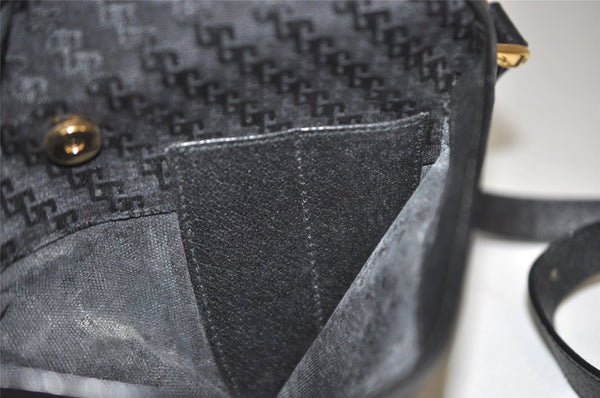 Authentic GUCCI Shoulder Cross Body Bag Purse Canvas Leather Black Junk 0575J