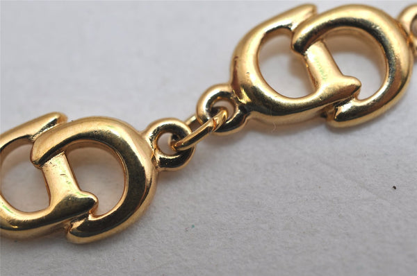 Authentic Christian Dior Vintage Logo Motif Chain Bracelet Gold Tone CD 0575K