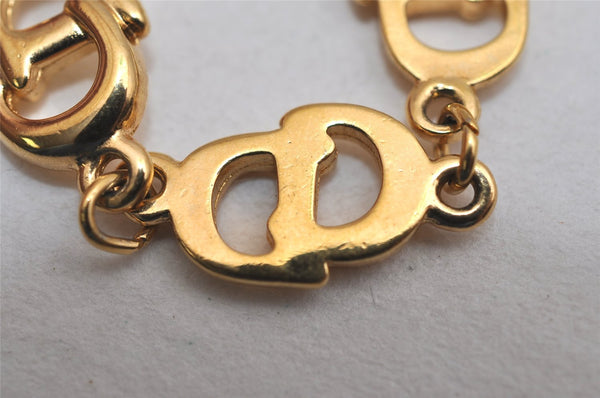 Authentic Christian Dior Vintage Logo Motif Chain Bracelet Gold Tone CD 0575K