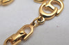 Authentic Christian Dior Vintage Logo Motif Chain Bracelet Gold Tone CD 0575K