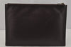 Authentic SAINT LAURENT Vintage Clutch Hand Bag Purse Leather Brown YSL 0576J