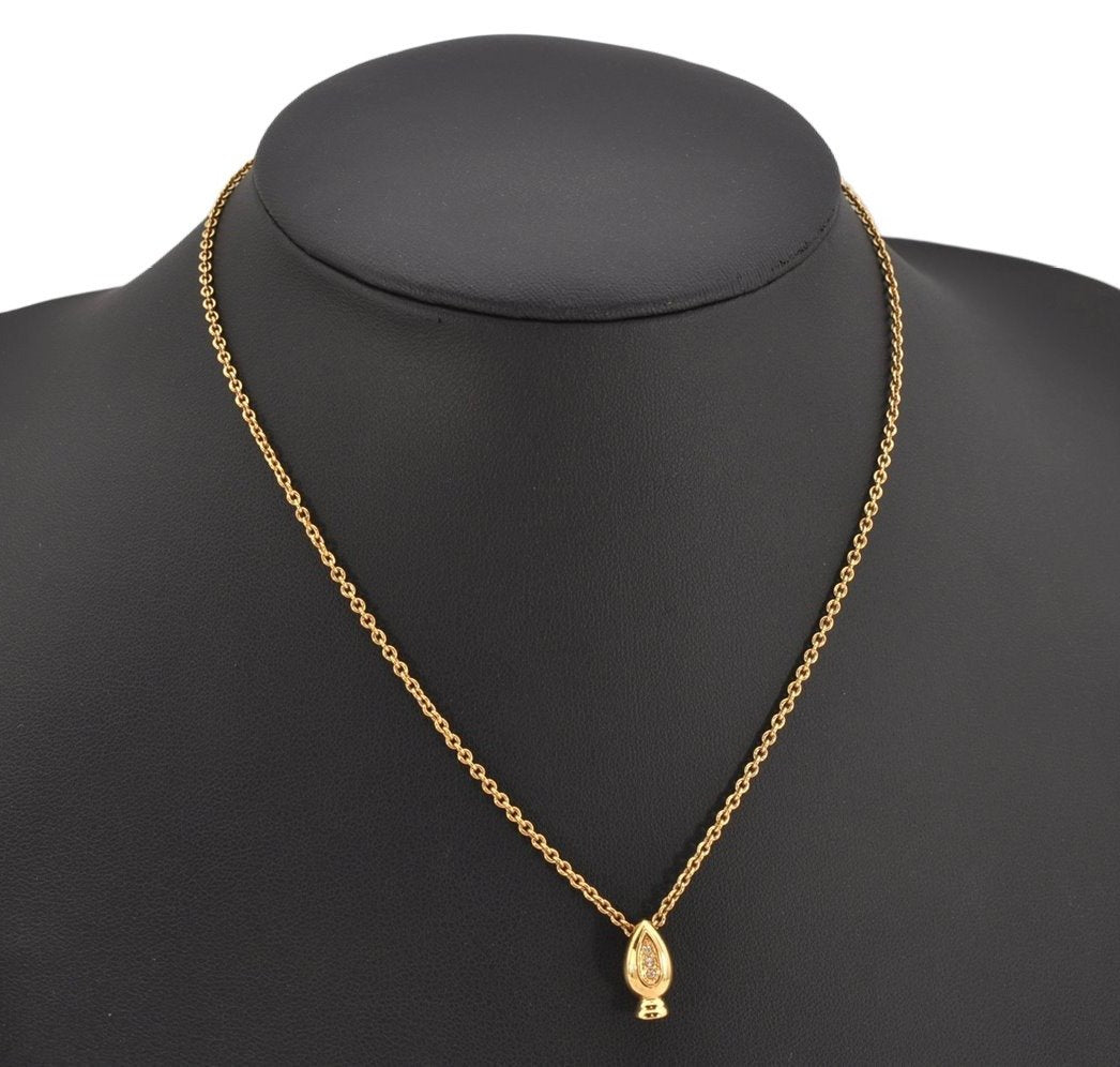 Authentic Christian Dior Gold Tone Rhinestone Chain Pendant Necklace CD 0576K