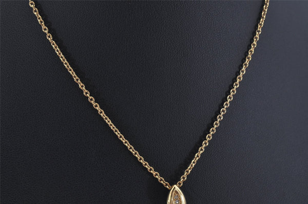 Authentic Christian Dior Gold Tone Rhinestone Chain Pendant Necklace CD 0576K