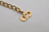 Authentic Christian Dior Gold Tone Rhinestone Chain Pendant Necklace CD 0576K