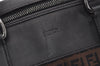 Auth FENDI Vintage Zucchino Travel Boston Bag Canvas Leather Brown Junk 0578J