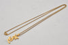 Authentic YVES SAINT LAURENT Logo Motif Necklace Chain Pendant Gold 0579K