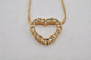 Authentic Christian Dior Gold Tone Rhinestone Heart Chain Pendant Necklace 0580K