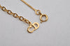 Authentic Christian Dior Gold Tone Rhinestone Heart Chain Pendant Necklace 0580K