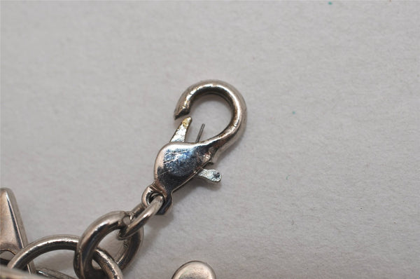 Authentic Christian Dior Silver Tone Logo Bag Charm Key Ring Silver Junk 0581K
