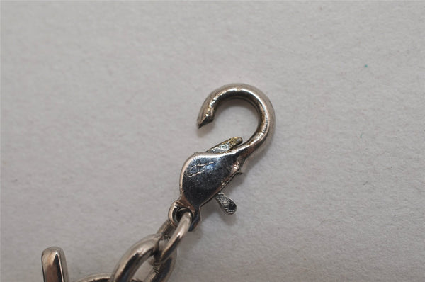 Authentic Christian Dior Silver Tone Logo Bag Charm Key Ring Silver Junk 0581K