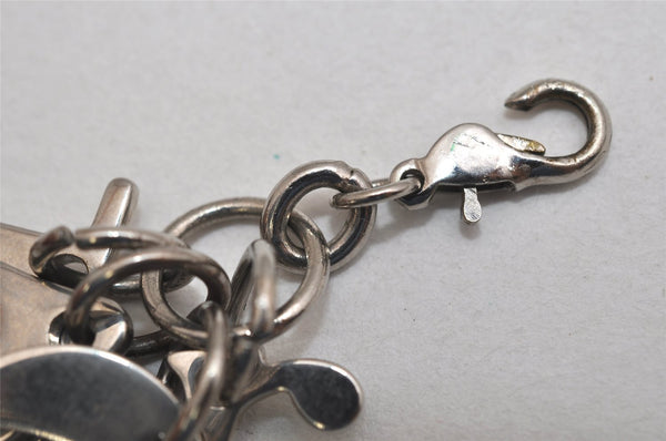 Authentic Christian Dior Silver Tone Logo Bag Charm Key Ring Silver Junk 0581K