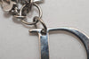 Authentic Christian Dior Silver Tone Logo Bag Charm Key Ring Silver Junk 0581K