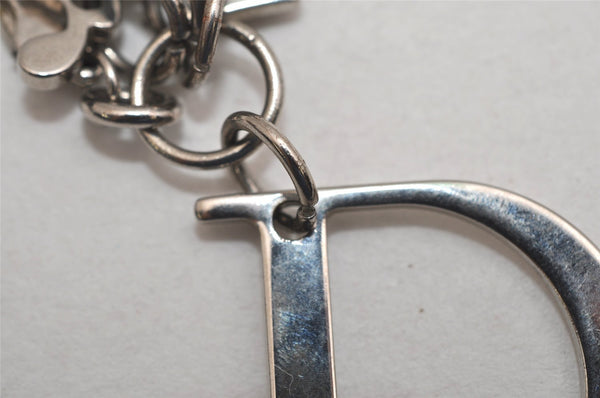 Authentic Christian Dior Silver Tone Logo Bag Charm Key Ring Silver Junk 0581K