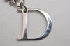 Authentic Christian Dior Silver Tone Logo Bag Charm Key Ring Silver Junk 0581K