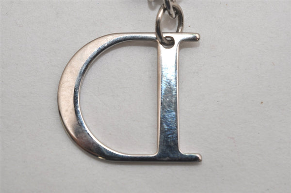 Authentic Christian Dior Silver Tone Logo Bag Charm Key Ring Silver Junk 0581K