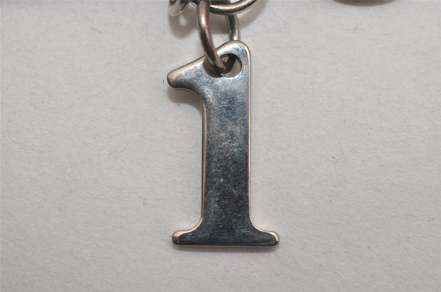 Authentic Christian Dior Silver Tone Logo Bag Charm Key Ring Silver Junk 0581K