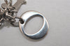 Authentic Christian Dior Silver Tone Logo Bag Charm Key Ring Silver Junk 0581K