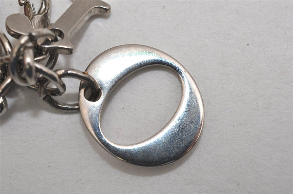Authentic Christian Dior Silver Tone Logo Bag Charm Key Ring Silver Junk 0581K