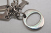 Authentic Christian Dior Silver Tone Logo Bag Charm Key Ring Silver Junk 0581K