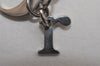 Authentic Christian Dior Silver Tone Logo Bag Charm Key Ring Silver Junk 0581K