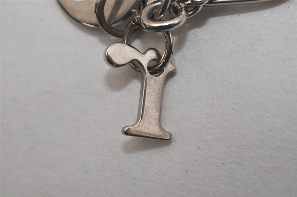 Authentic Christian Dior Silver Tone Logo Bag Charm Key Ring Silver Junk 0581K