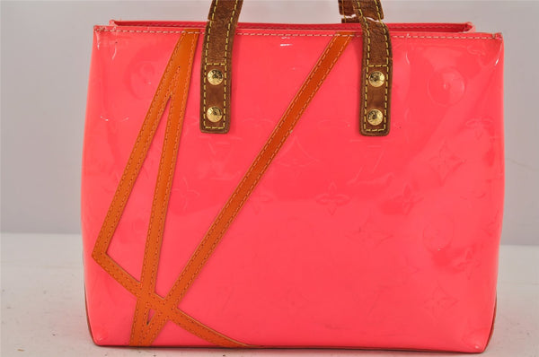 Authentic Louis Vuitton Vernis Fluo Reade PM Hand Bag Pink M91903 LV Junk 0584K