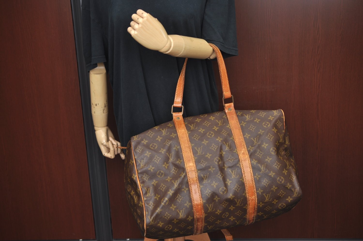 Authentic Louis Vuitton Monogram Sac Souple 45 Hand Boston Bag M41624 Junk 0588I