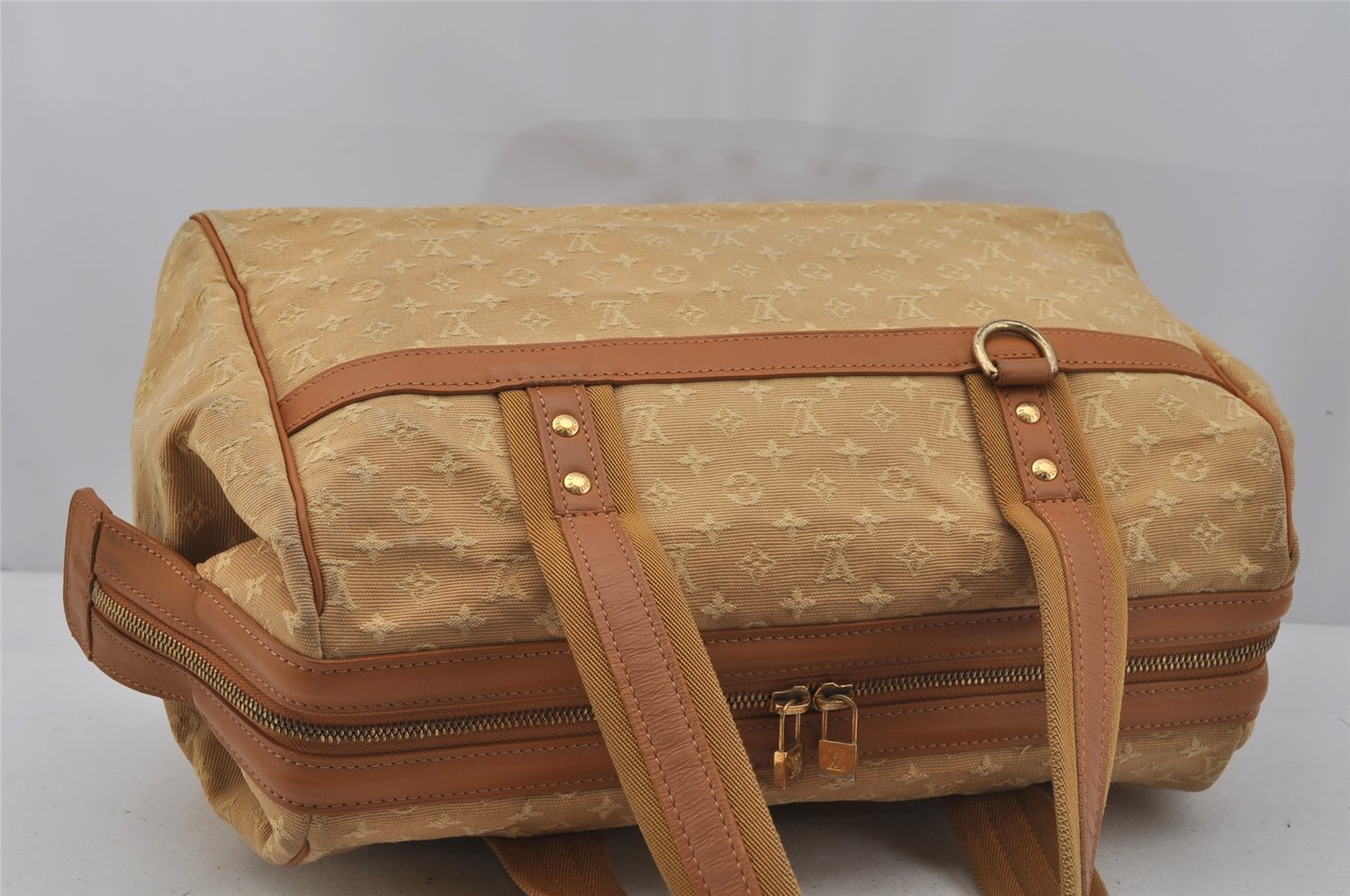 Auth Louis Vuitton Monogram Mini Josephine GM Hand Bag Beige M92413 LV 0589J