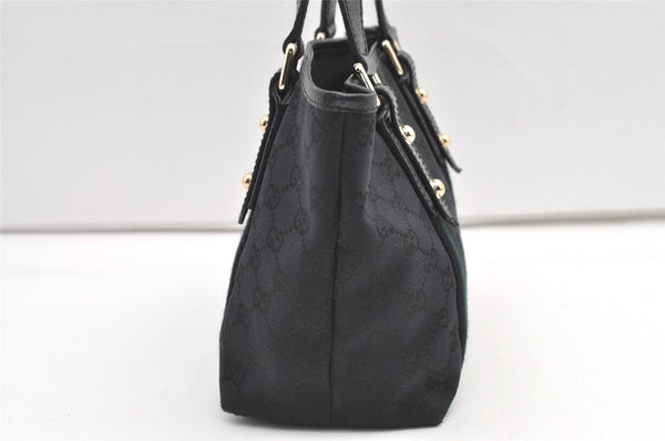 Authentic GUCCI Sherry Line Hand Tote Bag GG Canvas Leather 139261 Navy 0589K
