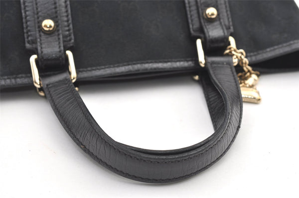 Authentic GUCCI Sherry Line Hand Tote Bag GG Canvas Leather 139261 Navy 0589K