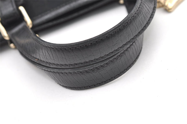 Authentic GUCCI Sherry Line Hand Tote Bag GG Canvas Leather 139261 Navy 0589K