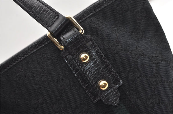 Authentic GUCCI Sherry Line Hand Tote Bag GG Canvas Leather 139261 Navy 0589K