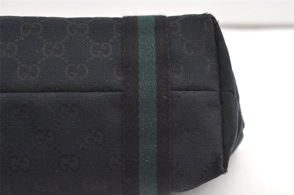 Authentic GUCCI Sherry Line Hand Tote Bag GG Canvas Leather 139261 Navy 0589K