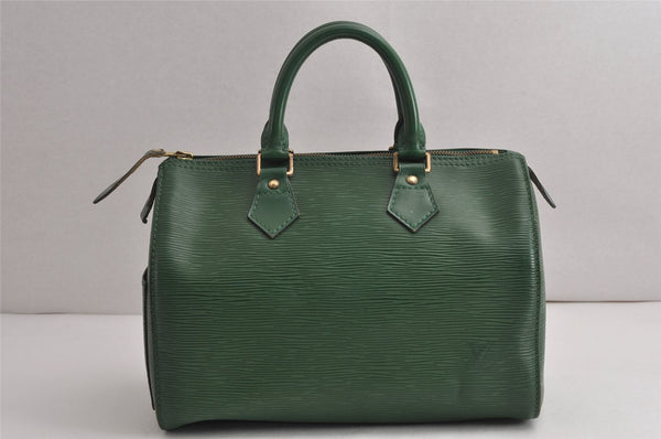 Authentic Louis Vuitton Epi Speedy 25 Hand Boston Bag Green M43014 LV 0593K