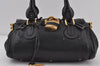 Authentic Chloe Vintage Paddington Leather Shoulder Hand Bag Black 0596J